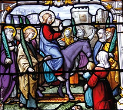Les Rameaux, entrée de Jésus à Jérusalem. Eglise Saint-Aignan, Chartres.